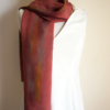 Shiny rosy red silk scarf