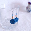 Mizuhiki Peocock Blue Earrings Silver hooks