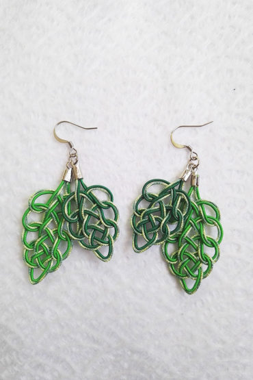 Mizuhiki-green-earrings-silver-hooks-2