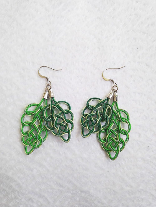 Mizuhiki-green-earrings-silver-hooks-2