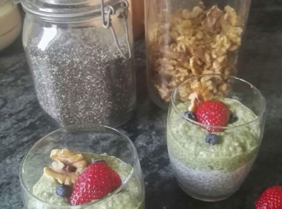 Matcha Chia Oat Mylk Pudding