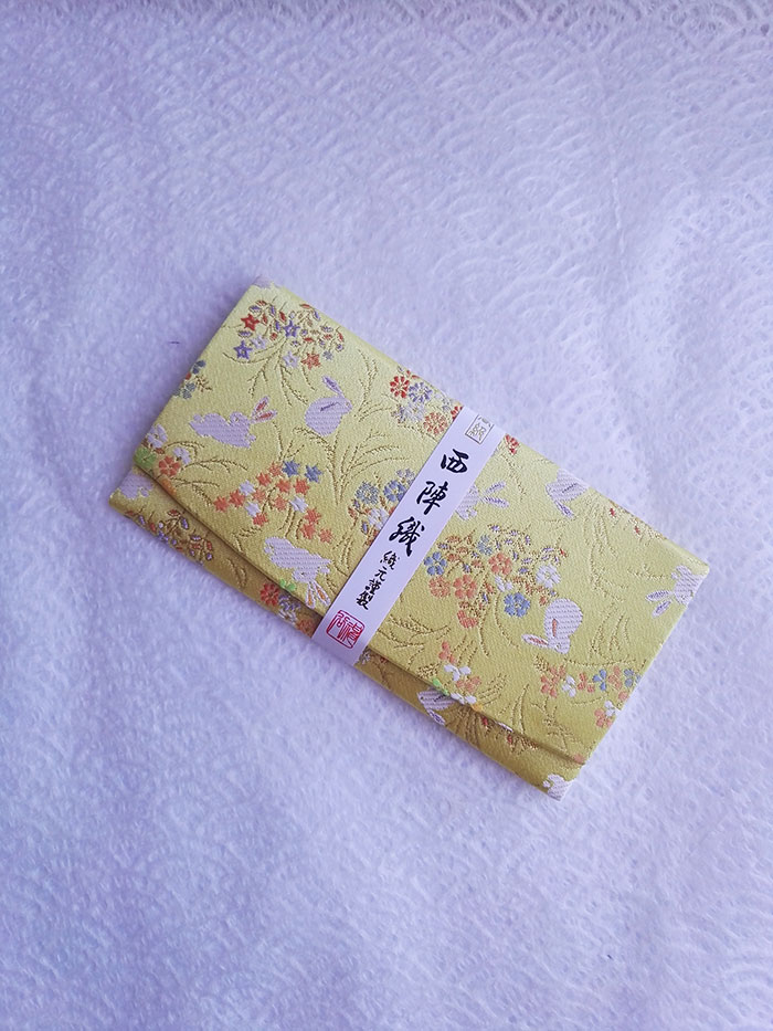 Kimono Wallet (long) Blue Sakura flowers - j-okini - Products from