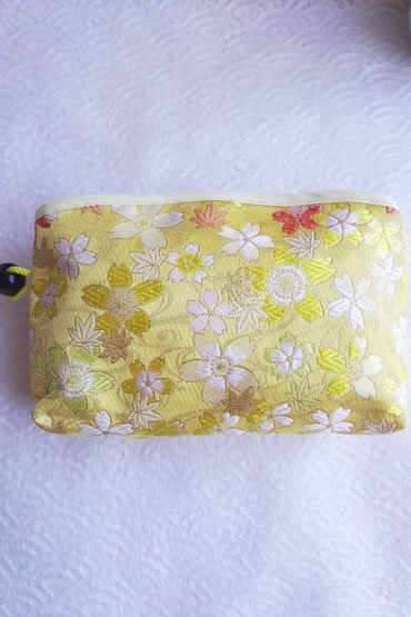Kimono-pouch-yellow-Sakura-flowers