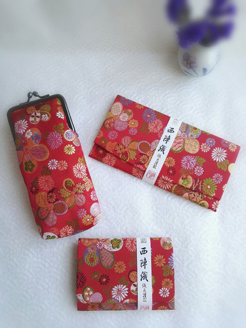 Kimono-wallet-(long),-glasses-case,-card-case-traditional-red