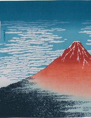 48cm Ukiyo-e Furoshiki Red Mt. Fuji 1