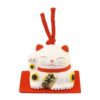 Maneki-neko unglazed ceremics bell white