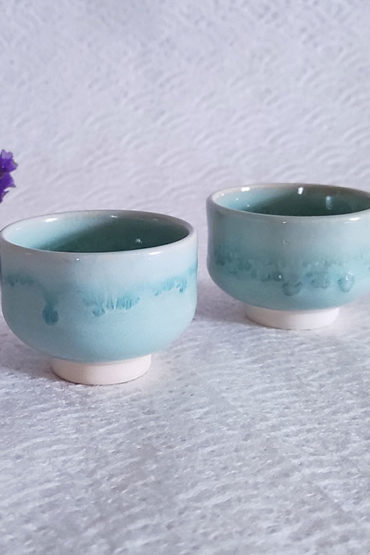 Kiyomizu-ware-handmade-Sake-pair-cups-green