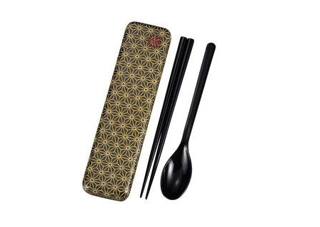 Chopsticks and spoon set with a case Asanoha Leaf