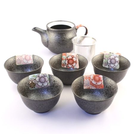 Japanese tea set Beniyuzen 1