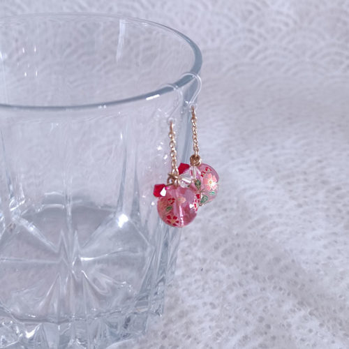 Temari-earrings-pink-2