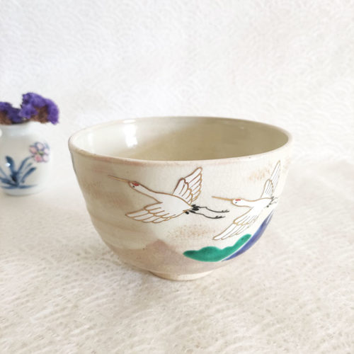 Vintage-Handmade-Matcha-bowl-Tsuru-Fuji