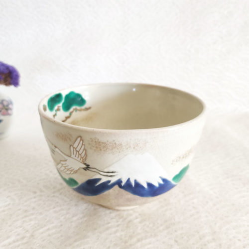 Vintage-Handmade-Matcha-bowl-Tsuru-Fuji