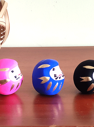 A Daruma doll (Japanese: 達磨) is a hollow, round, Japanese traditional doll modeled after Bodhidharma, the founder of the Zen tradition of Buddhism. It is a good luck charm to make a wish or set a goal. The eyes are not painted purposely for the owner of the doll to paint them, which is a typical process of having this daruma doll. The process is quite simple. 1. When you wish something, you paint the left eye. 2. When your wish comes true, paint the right eye. Available at j-okini.com Malta