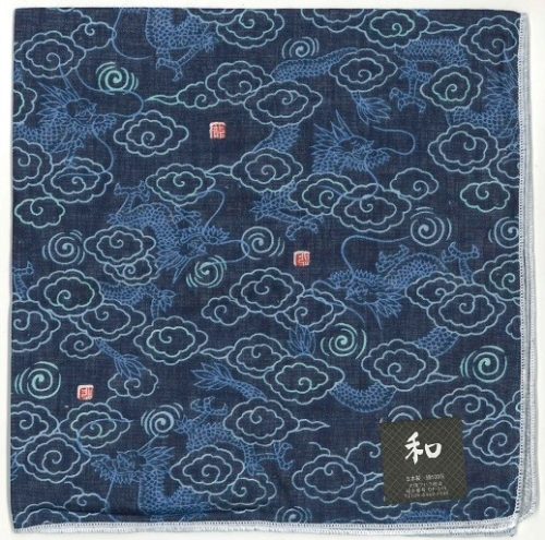 Japanese Gauze Handkerchief Unryu navy