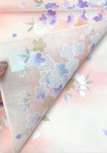 Japanese Handkerchief Kyo Yuzen Sakura pink