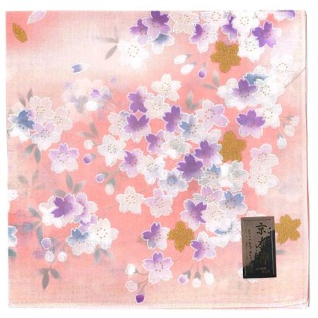 Japanese Handkerchief Kyo Yuzen Sakura pink