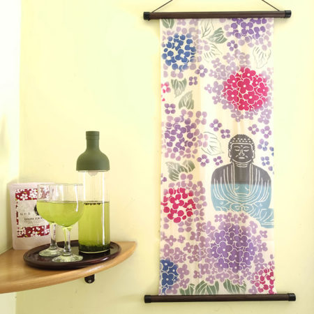 Tenugui Towel Chusen Dye Ajisai Daibutsu with sakura sencha