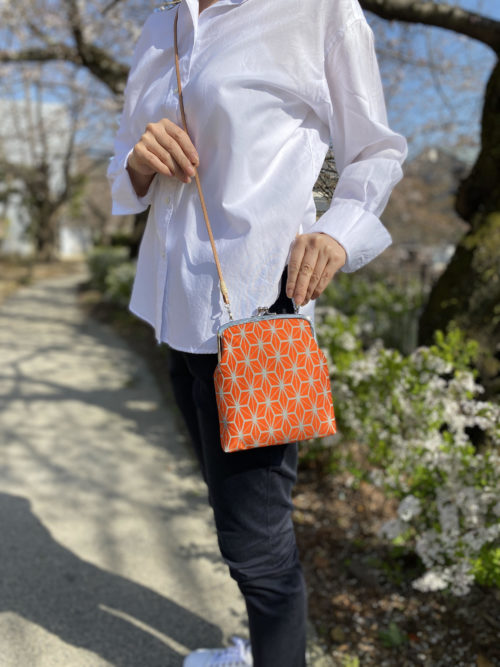Kyoto Cross Body bag Asanoha orange