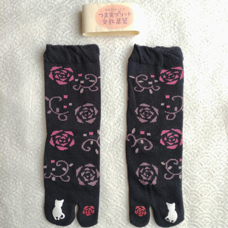 Tabi-socks-with-Toes-Print-Neko-Rose-Black
