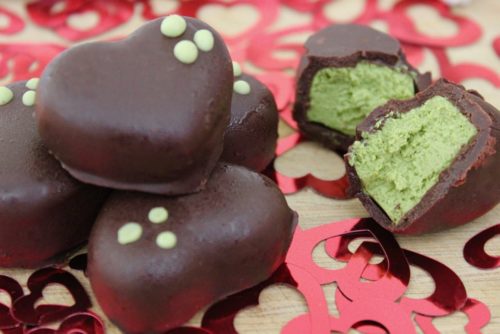 Matcha cream filled chocolates