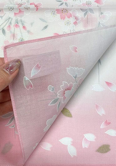 Japanese Handkerchief Kyo Yuzen Shidare Sakura Pink