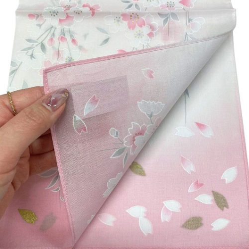 Japanese Handkerchief Kyo Yuzen Shidare Sakura Pink