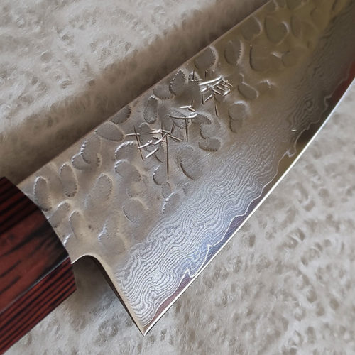 Japanese-Kitchen-Knife-Small-Santoku-Hammered-VG10-Octagonal-handle-3