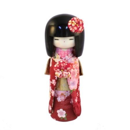 Japanese Kokeshi Doll Kyo Bijin Red 1