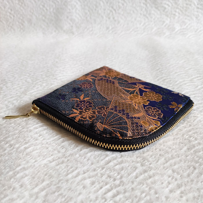 Kimono Wallet (long) Blue Sakura flowers - j-okini - Products from