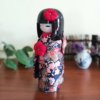 Japanese Kokeshi doll Kyo Bijin | Kinran Dark Blue j-okini malta