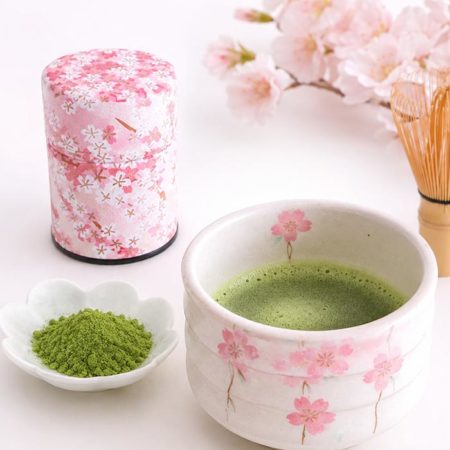 Sakura Matcha Powder in a Sakura tin