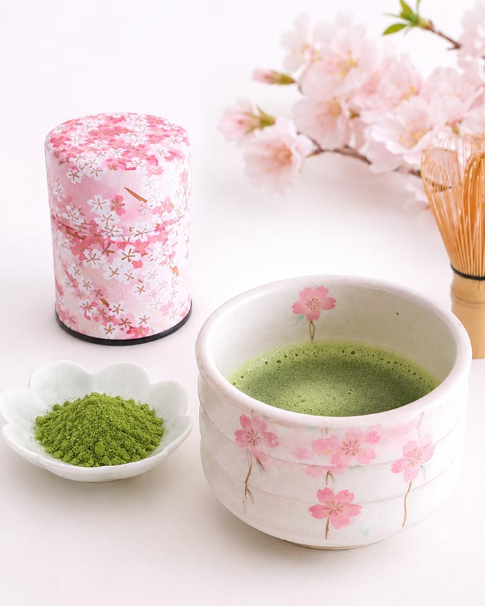 Sakura Matcha 30g in a whashi tin. from Shizuoka Japan. Available at j-okini.com in malta