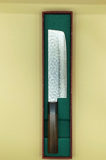 Japanese-Kitchen-Knife-Nakiri-Shitan-Octagonal-handle-Hammered-AUS10