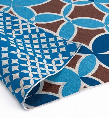 108cm Furoshiki Hemp & cotton Atarashiki Inishie Blue