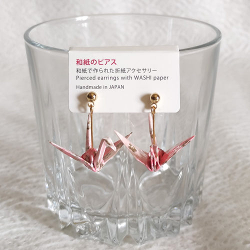 Handmade-Origami-earring-crane-pink-2