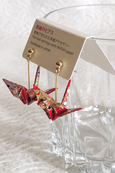 Handmade-Origami-earring-crane-red-2