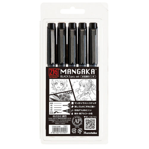 ZIG-Cartoonist-MANGAKA-Black-5pcs-Set-1