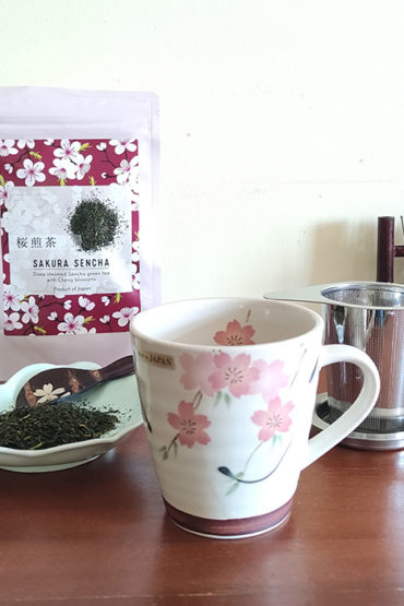 Sakura-Sencha-with-Sakura-mug-and-infuser-basket