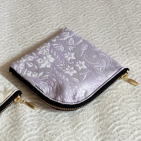 Kimono wallet with L Shape Zip | Light purple