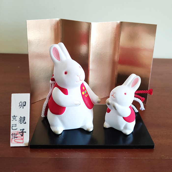 Japanese Zodiac Rabbit Pottery bell | Usagi Oyako - j-okini - Products from  Japan