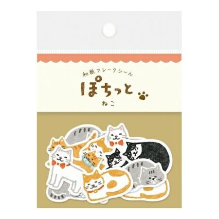 Japanese Washi Flake Stickers | Neko
