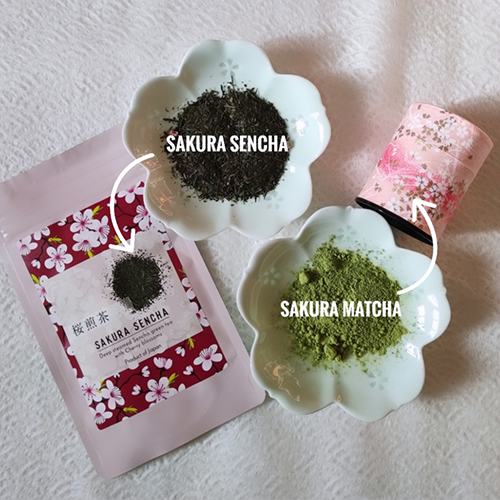 Sakura sencha and Sakura matcha bundles Japanese tea j-okini malta