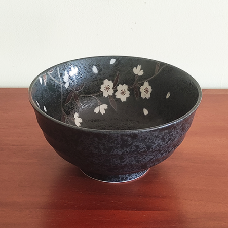 Sakura deep bowl blk Japanese tableware j-okini malta