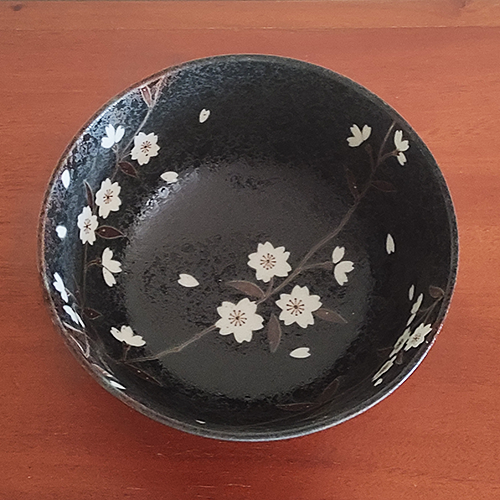 Sakura deep bowl blk Japanese tableware j-okini malta