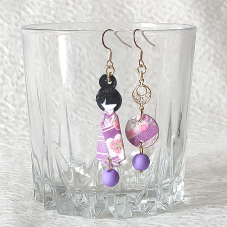 Handmade Origami Earrings | Maiko Purple