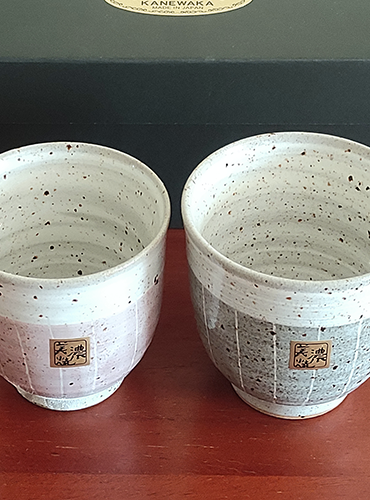 Japanese Yunomi Tea cups Pair Kakiotoshi Japanese tea j-okini malta