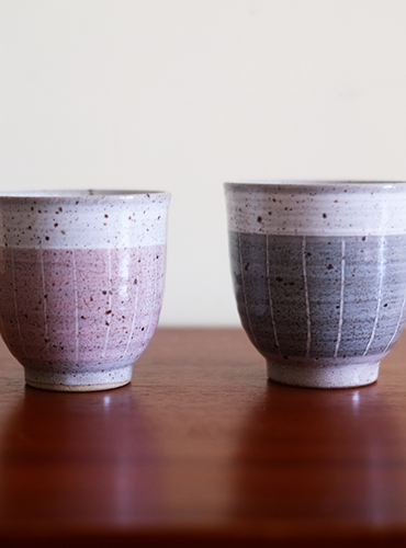 Japanese Yunomi Tea cups Pair | Kakiotoshi Pink & Grey