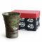 Handmade Japanese beer cup “Ekubo” by ceramic artist Taya Yoshiro. Features a unique thumb grip design, dark green glaze, and artist's stamp. A perfect gift for beer lovers and collectors of Japanese pottery. Available at j-okini.com in Malta, Europe