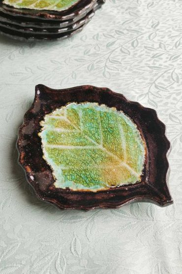Shigaraki ware leaf shape plate j-okini malta