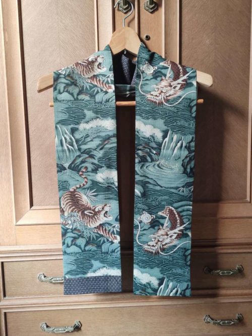 Handamde Kimono Scarf Wool | Dragon & Tiger j-okini malta